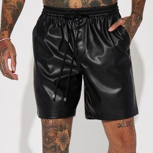 NovaMen Faux Leather Relax Black shorts size 3XL.